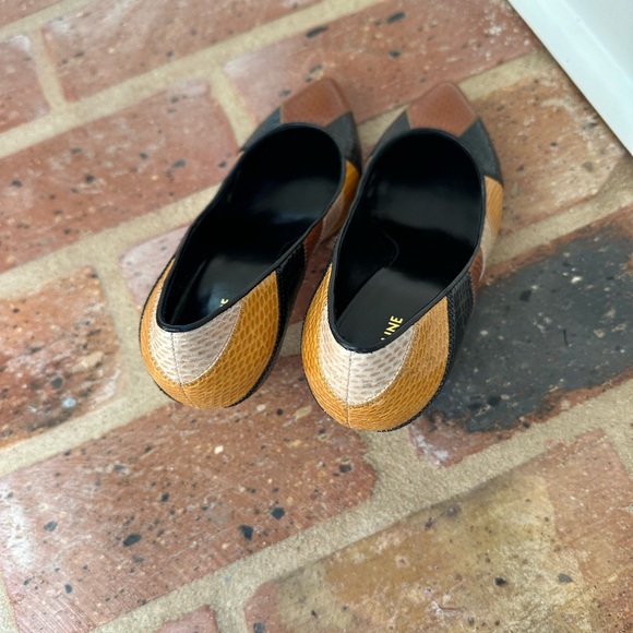 Celine Triangle Heel wide-striped water snakeskin high heels NWTS Size 38 - Picture 3 of 6